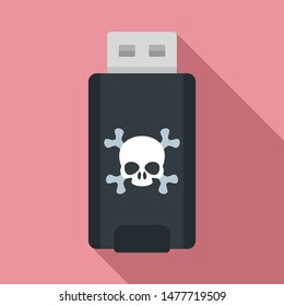 Virus usb flash icon. Flat illustration of virus usb flash vector icon for web design
