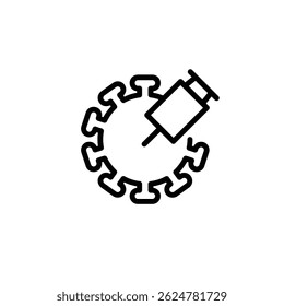 Diseño de Vector de icono de esquema de vacunación de virus bueno para el Web o el App móvil