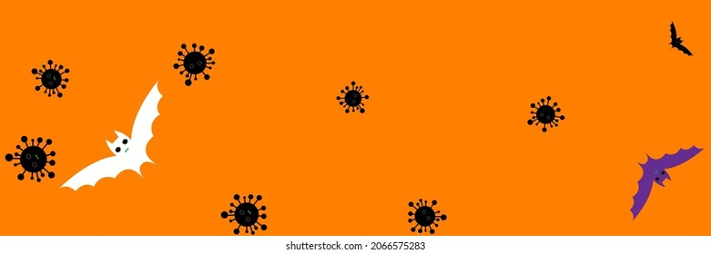 Virus Vaccination Spooky Mysterious Fear Bats. Funny Grey Party Purple Horror Cartoon Halloween Design. Faces Black Scary Dracula White Backdrop. Covid Vampire Corona Gothic Creepy Design Pic.