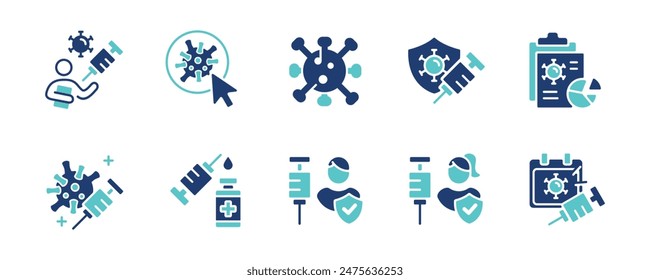 virus vaccination syringe icon set coronavirus immunity injection vaccine treatment medicine health care vector illustration