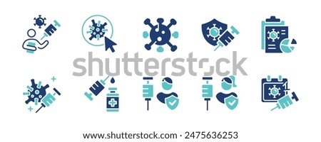 virus vaccination syringe icon set coronavirus immunity injection vaccine treatment medicine health care vector illustration