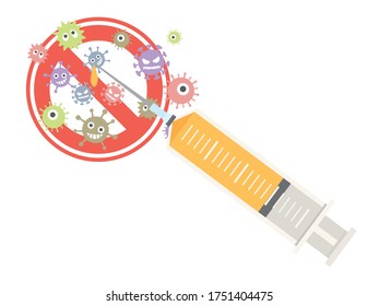 Virus and vaccine injection vector illustration.