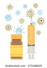 Virus and vaccine injection vector illustration.