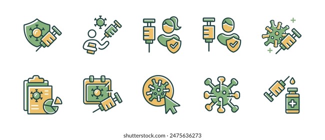 virus vaccine syringe injection icon set coronavirus immunity vaccination drug shot medicine vector illustration