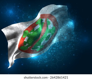 Virus, vector 3d flag virtual triangular polygons on a blue background