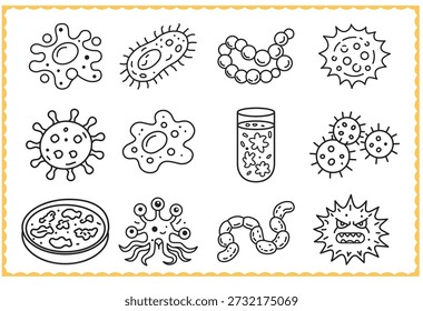 Conjunto de símbolos de contorno de Arte vectorial de virus