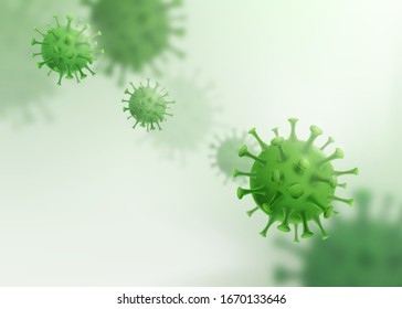 Virus vector background. Coronavirus alert pattern. Microbiology medical motion concept for banner, poster or flyer in realistic style, light green color.