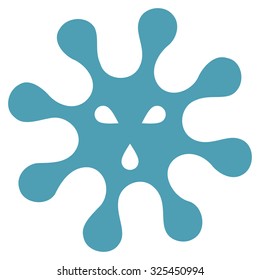 Virus vector icon. Style is flat symbol, cyan color, rounded angles, white background.