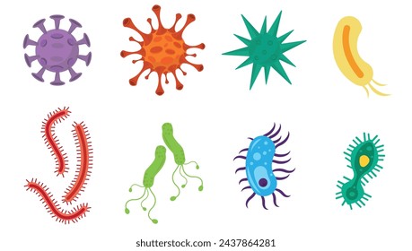 Virus vector illustration. Biological virus types. Icons