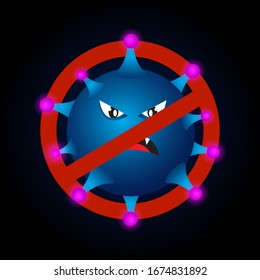 virus vector illustration, virus in the prohibited symbol, stop virus,say no to virus