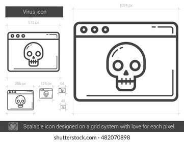Virus vector line icon isolated on white background. Virus line icon for infographic, website or app. Scalable icon designed on a grid system.