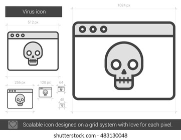 Virus vector line icon isolated on white background. Virus line icon for infographic, website or app. Scalable icon designed on a grid system.