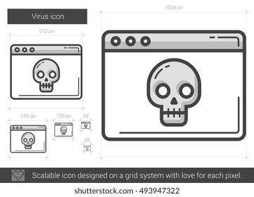 Virus vector line icon isolated on white background. Virus line icon for infographic, website or app. Scalable icon designed on a grid system.
