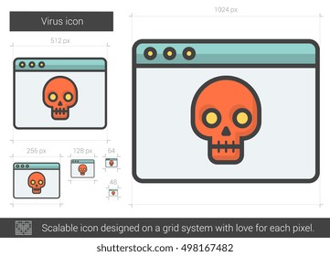 Virus vector line icon isolated on white background. Virus line icon for infographic, website or app. Scalable icon designed on a grid system.