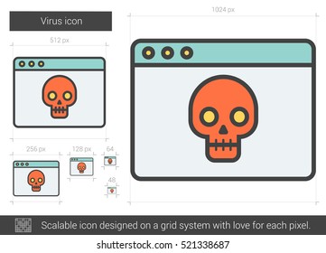 Virus vector line icon isolated on white background. Virus line icon for infographic, website or app. Scalable icon designed on a grid system.