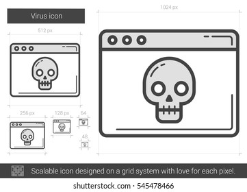 Virus vector line icon isolated on white background. Virus line icon for infographic, website or app. Scalable icon designed on a grid system.