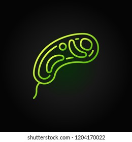 Virus vector minimal green concept icon or design element in linear style on dark background