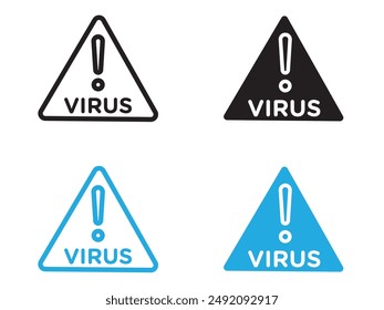 Virus Warning Alert icon black and white vector outline sign