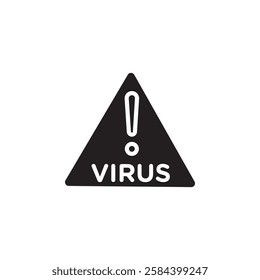 Virus Warning Alert icon black and white vector outline sign