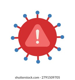 Virus warning alert icon illustration for healthcare safety infection risk and medical awareness