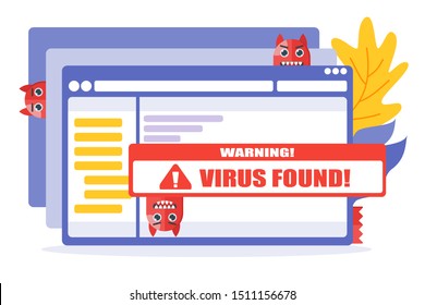 Virus warning or alert vector illustration and design. Operating system and program or application concept element.  Can be used for web and mobile development. Suitable for infographic