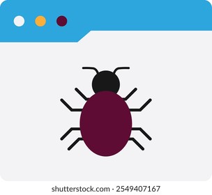 Virus Warning Browser Icon Vector Flat Illustration