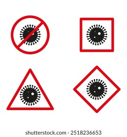 Virus warning icon. Bacteria alert sign. Prohibited virus symbol. Vector health caution.