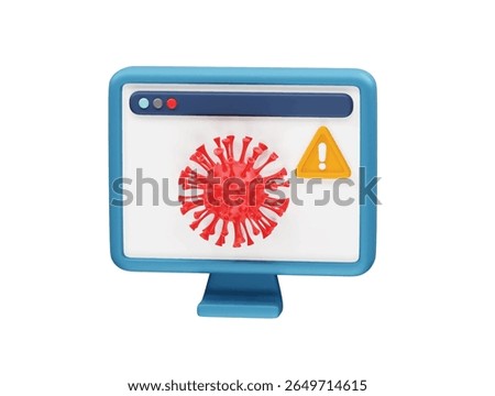 virus Warning on Computer Screen icon 3d rendering illustration