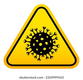 Virus warning security vector sign isolated on white background, yellow virus epidemic caution symbol, medical clip art