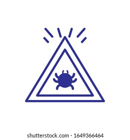 virus warning sign icon over white background, line detail style, vector illustration