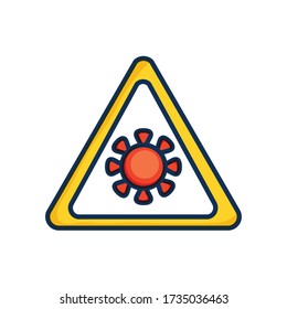virus warning sign over white background, line color style, vector illustration