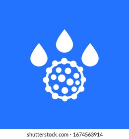virus y gotas de agua icono, vector