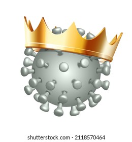 Virus wearing a crown, 2019-nCov novel coronavirus concept resposible for asian flu outbreak and coronaviruses influenza. Vector isolated