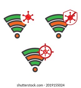 virus with wifi illustration design. data security illustration design. on white background