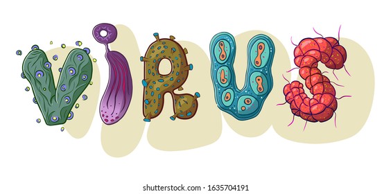 Virus word compound from cartoon virus cells