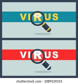 virus word with magnifier concept