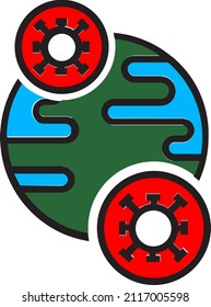 Ilustración de vectores aislados de virus en todo el mundo que se puede descargar fácilmente