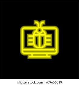 Virus yellow glowing neon ui ux icon. Glowing sign logo vector