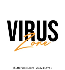 Virus Zone Brush Beautiful Calligraphy On Deep Water white Background.