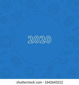 Viruses in 2020 outline blue vector concept frame or illustration