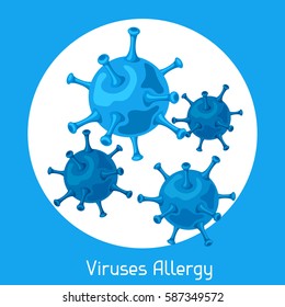 Viruses allergy. Vector illustration for medical websites advertising medications.