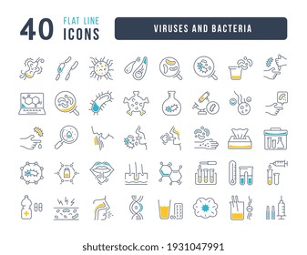 Viruses and Bacteria. Collection of perfectly thin icons for web design, app, and the most modern projects. The kit of signs for category Medicine.