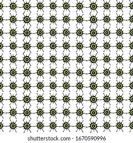 Viruses and bacteria doodle green pattern. Seamless backdrop. Microbiology vector bacterial cells on transparent background.