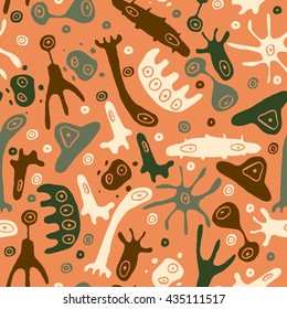 Viruses and Bacteria, Germs microorganism pattern. Vector Illustration