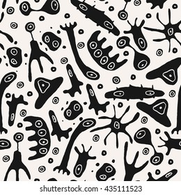 Viruses and Bacteria, Germs microorganism pattern. Vector Illustration