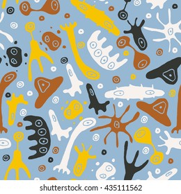 Viruses and Bacteria, Germs microorganism pattern. Vector Illustration