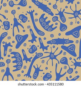 Viruses and Bacteria, Germs microorganism pattern. Vector Illustration