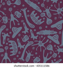 Viruses and Bacteria, Germs microorganism pattern. Vector Illustration