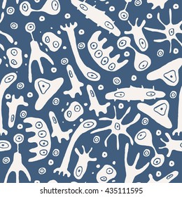 Viruses and Bacteria, Germs microorganism pattern. Vector Illustration