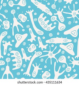 Viruses and Bacteria, Germs microorganism pattern. Vector Illustration